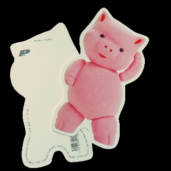 粘土豚のダイカットポストカード